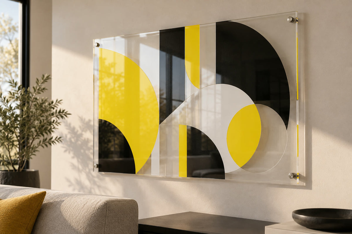 Acrylic photo print in a living room