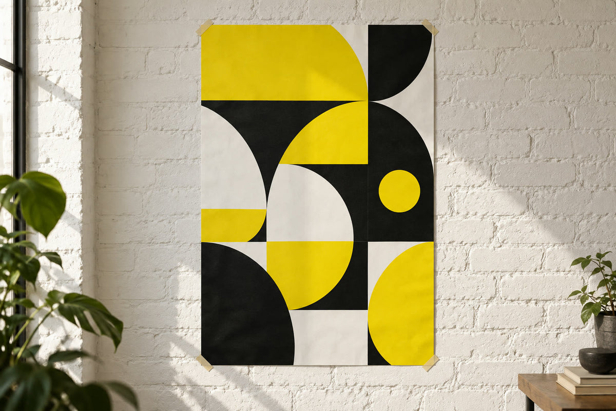 Poster on a white brick wall