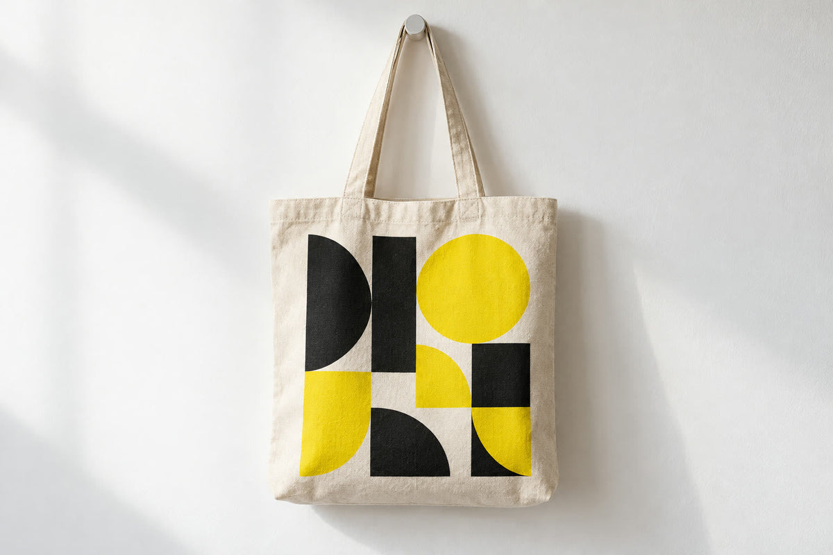 Natural cotton tote bag with print