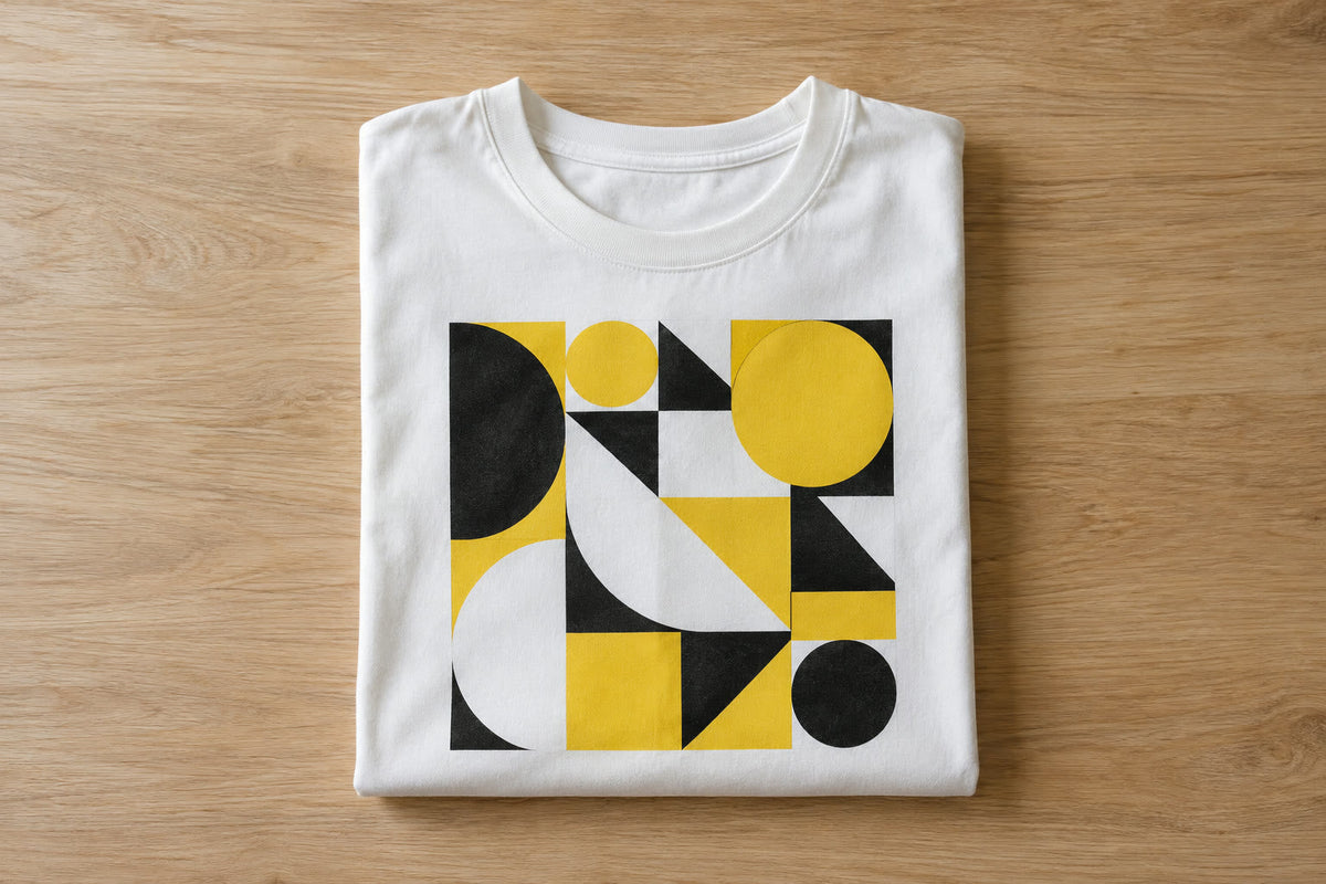 Custom printed white t-shirt folded