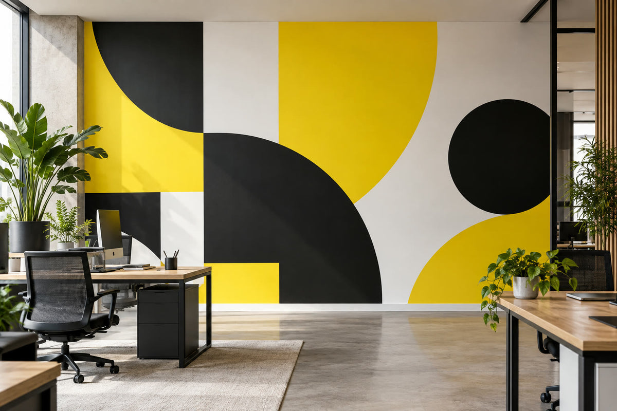 Wall mural decal in a modern office
