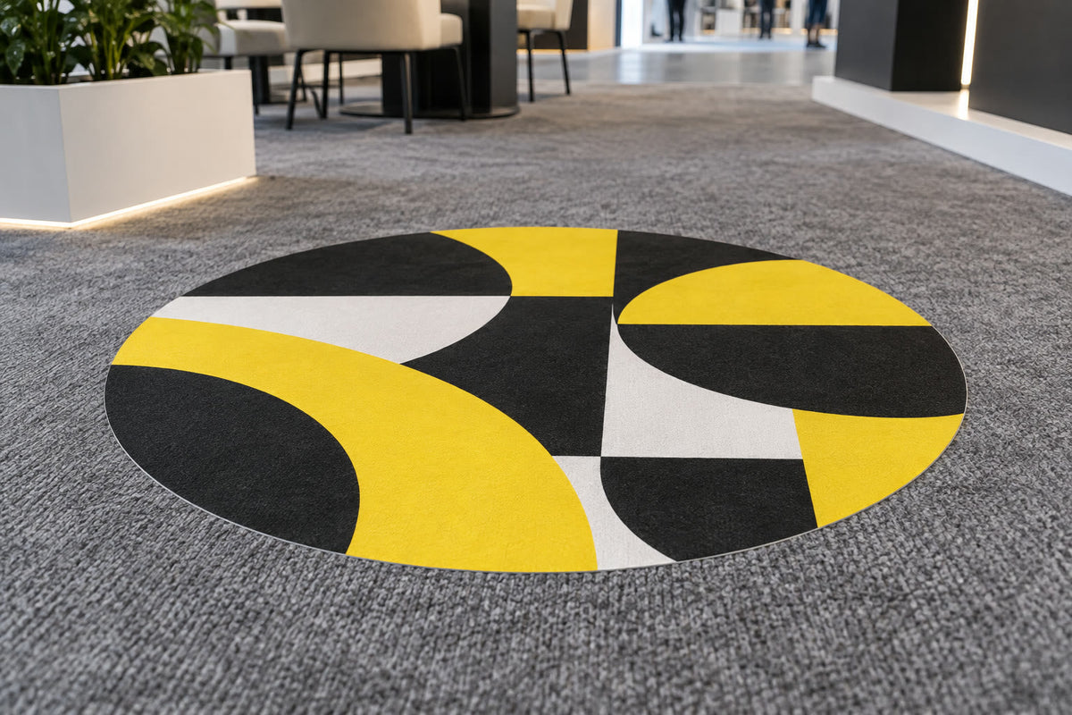 Carpet sticker in a trade show booth