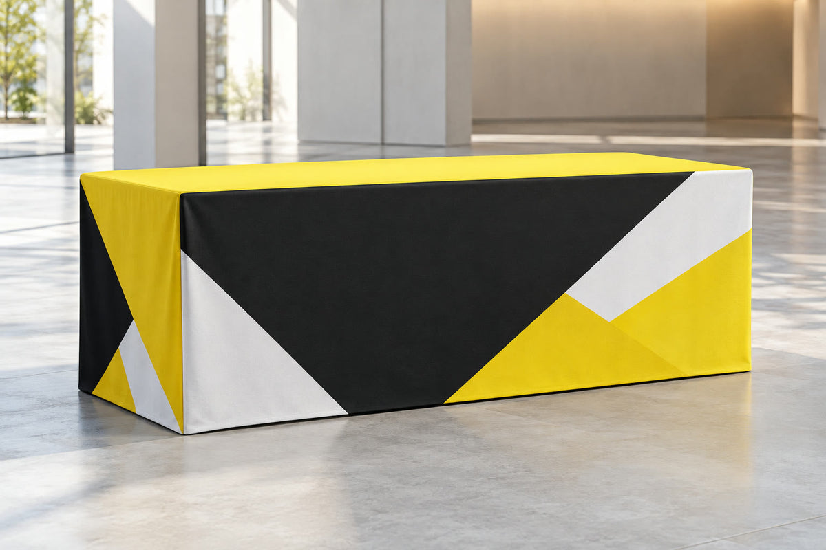 Fitted table cover at a trade show