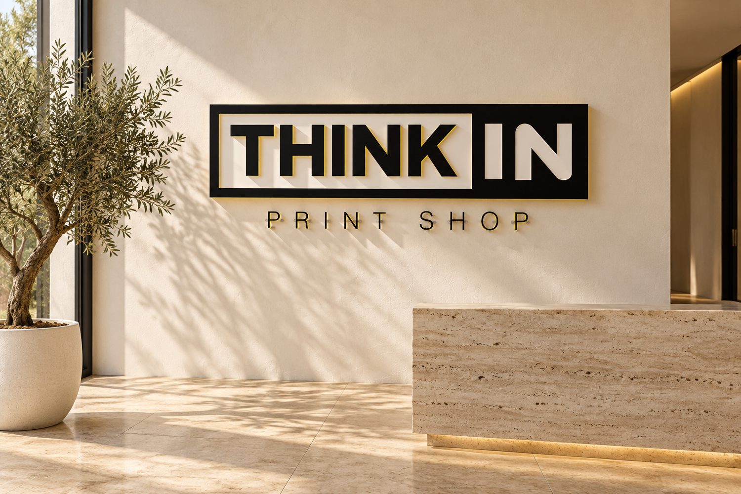 Dimensional lobby sign · made in-house